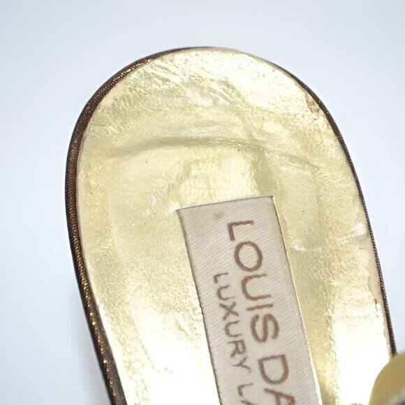 Luxury Louis David Metallic Copper Brown Leather Swarovski Crystal Heels 38 7.5 - Picture 12 of 13